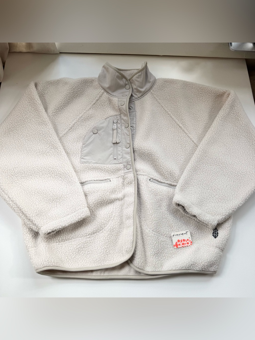 NWT Free People Movement Hit The Slopes Fleece Jacket Light Sand Large